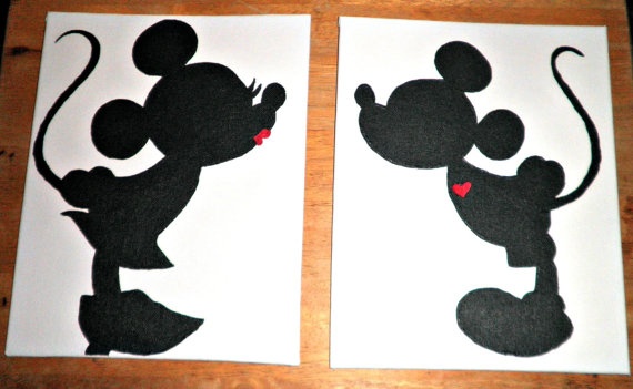 570x351 23 Best Paintings Images On Canvases, Acrylic - Mickey And Minnie Painting