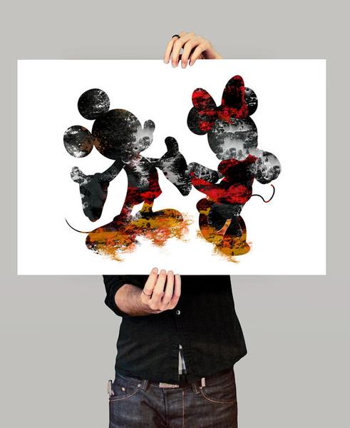 491x600 Disney Wall Art, Mickey Amp Minnie Poster, Abstract Art, Abstract - Mickey And Minnie Painting