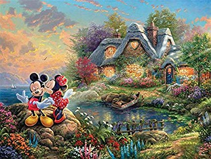 425x321 Ceaco Mickey And Minnie Mouse Thomas Kinkade Disney - Mickey And Minnie Painting