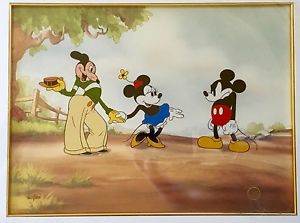 300x223 Disney Mickey Mouse Minnie Mouse Cel Mickey's Rival Rare Animation - Mickey And Minnie Painting