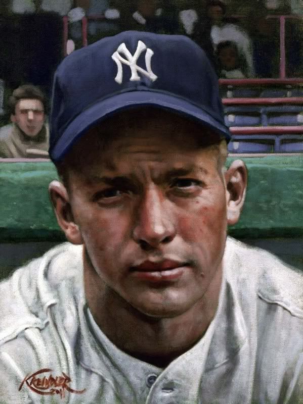 599x800 Mickey Mantle, April 14, 1951, 9 X 12 By Craig Kreindler - Mickey Mantle Painting