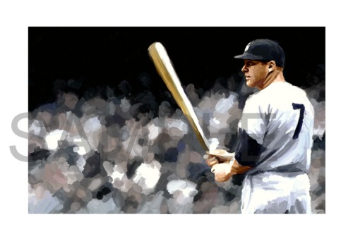 500x342 Mickey Mantle New York Yankees Baseball Canvas Art Poster Print - Mickey Mantle Painting