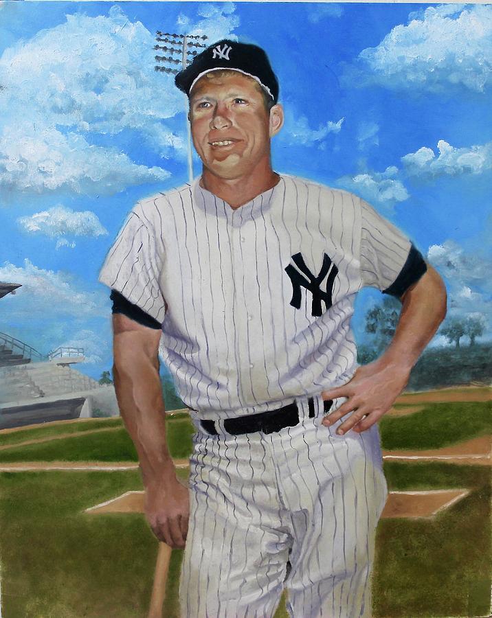 716x900 Mickey Mantle Painting By Bernard Morille - Mickey Mantle Painting