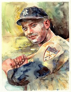 231x300 Mickey Mantle Paintings Fine Art America - Mickey Mantle Painting