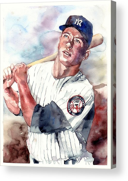 528x750 Mickey Mantle Portrait Acrylic Print By Suzann's Art - Mickey Mantle Painting
