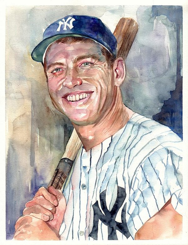 600x781 Mickey Mantle Portrait Art Print By Suzann's Art - Mickey Mantle Painting