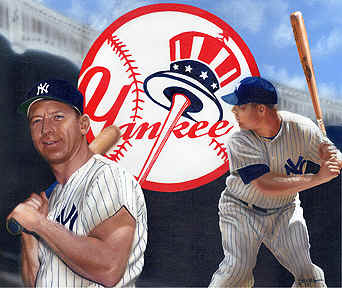 342x288 New Yokr Yankees Mickey Mantle Mlb Baseball Player Art Print - Mickey Mantle Painting