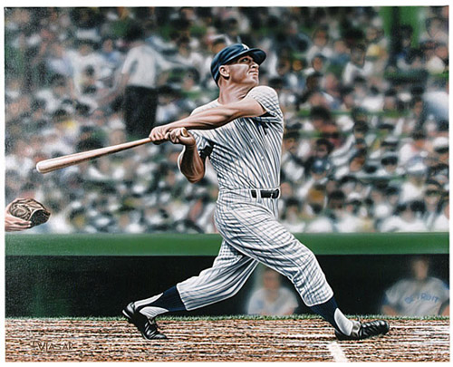 500x405 Robert Edward Auctions Mickey Mantle Original Darryl Vlasak Painting - Mickey Mantle Painting