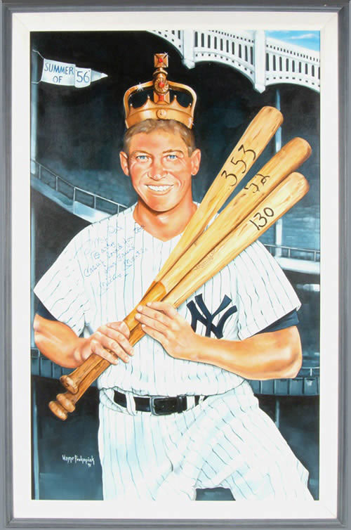 500x754 Robert Edward Auctions Mickey Mantle Signed Original Oil Painting - Mickey Mantle Painting
