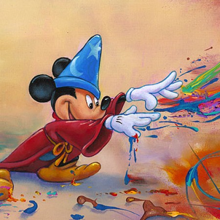 450x450 Magical Hands Mickey Mouse On Canvas By Jim Warren - Mickey Mouse Canvas Painting