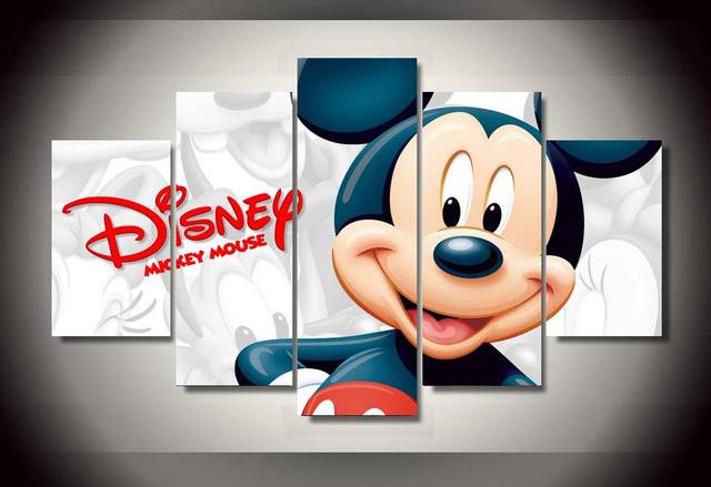 640x439 Online Shop 5pcs Oil Cuadros Cartoon Mickey Mouse Canvas Painting - Mickey Mouse Canvas Painting