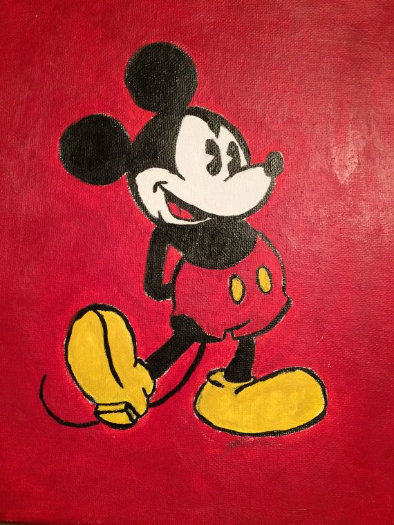 570x760 Selling Hand Painted Classic Mickey Mouse Canvas Painting By - Mickey Mouse Canvas Painting