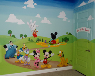 313x250 Mickey Mouse Clubhouse Kids Play Room Mural Hand Painted Murals - Mickey Mouse Clubhouse Painting