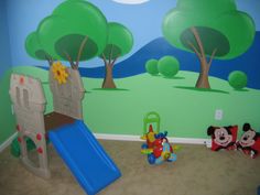 236x177 Hand Painted Mickey Mouse Clubhouse Wall Mural Kid's Room - Mickey Mouse Clubhouse Painting