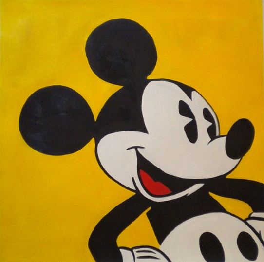 542x538 Painting Mickey Mouse By Warhol, Fake Painting Mickey Mouse. - Mickey Mouse Painting