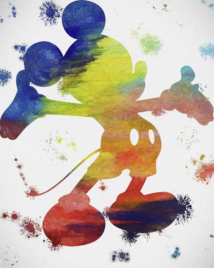 720x900 Colorful Mickey Mouse Paint Splatter Painting By Dan Sproul - Mickey Mouse Painting