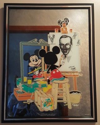 321x400 Unique! Vintage 22 Mickey Mouse~painting Walt Disney~framed - Mickey Mouse Painting Walt Disney