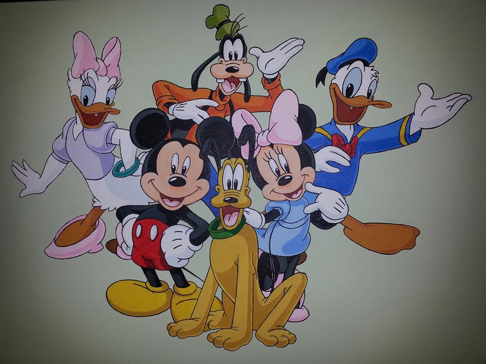 948x711 Walt Disney Characters Acrylic Canvas Painting Murals Edge - Mickey Mouse Painting Walt Disney
