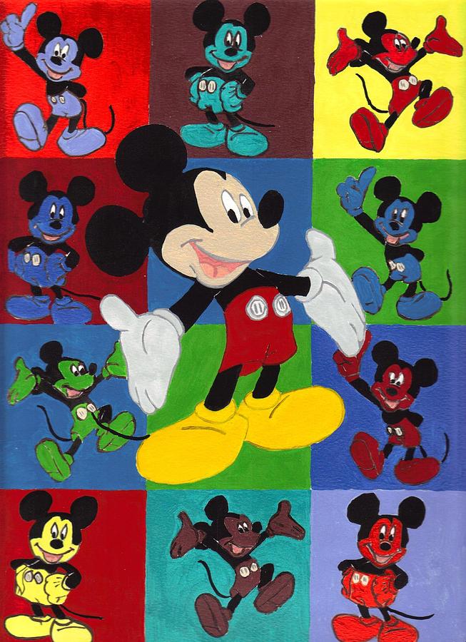 653x900 Mickey Mouse Abstract Art Painting By Olde Time Mercantile - Mickey Painting