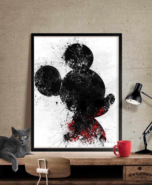 491x600 Mickey Watercolor Art Print, Disney Watercolor, Watercolor Mickey - Mickey Painting