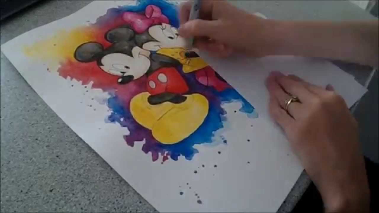 1280x720 Minnie And Mickey Mouse Splash - Mickey Painting