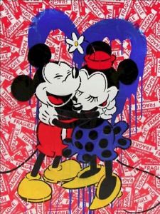 225x300 Mr Brainwash Oil Painting On Canvas Graffiti Art Mickey Minnie - Mickey Painting