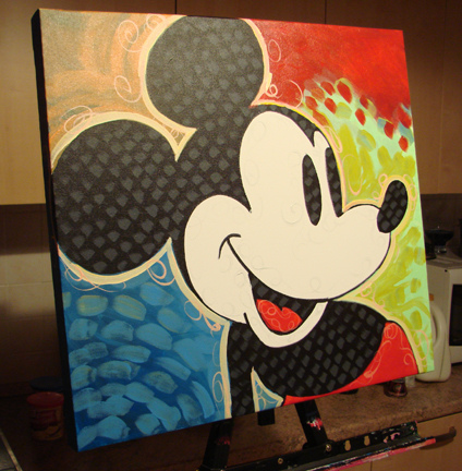 424x432 Painting Of Mickey Mouse By Dillon Spray Paint Acrylic - Mickey Painting