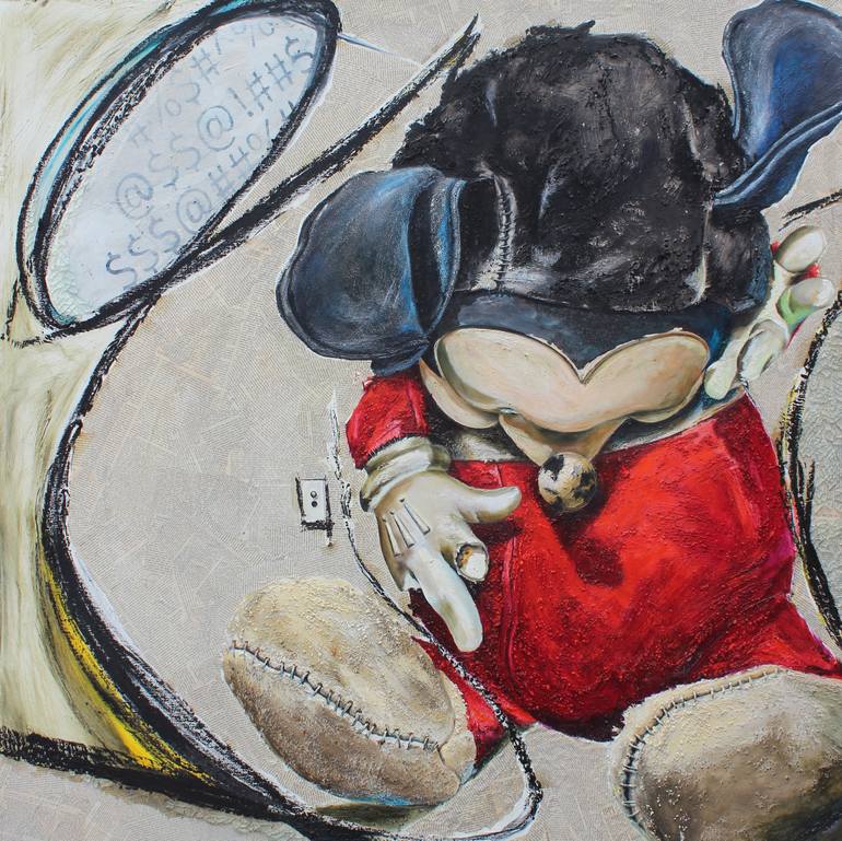 770x769 Saatchi Art Naughty Mickey Ii Painting By El Costell - Mickey Painting