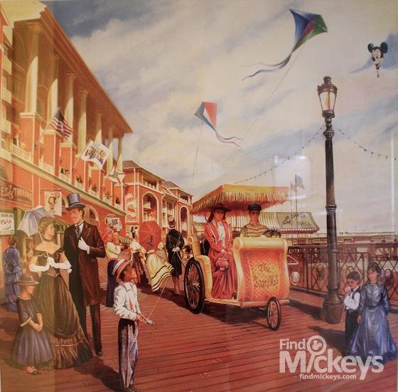 560x551 Disney's Boardwalk Guest Room Painting Hidden Mickeys Walt - Mickey Painting Walt Disney