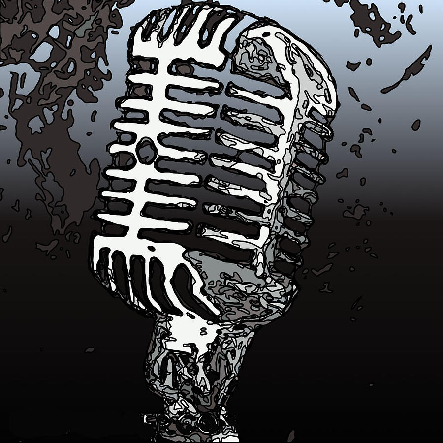 900x900 Old School Microphone Painting By Neal Barbosa - Microphone Painting