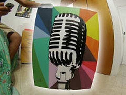 480x360 Stencil Art - Microphone Painting