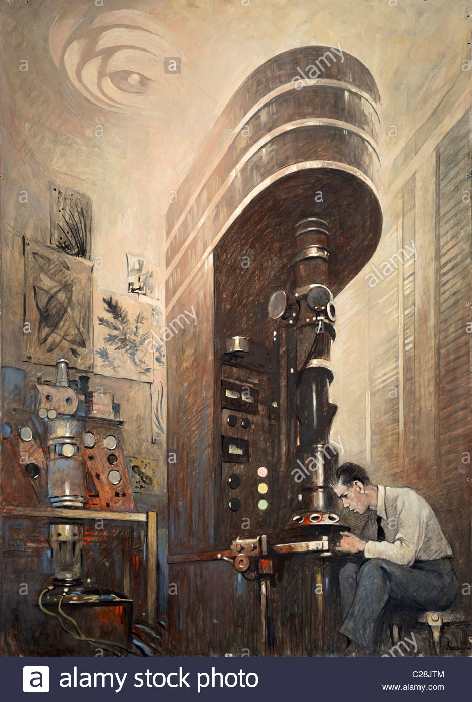 935x1390 Painting An Electron Microscope Exposing Secrets - Microscope Painting