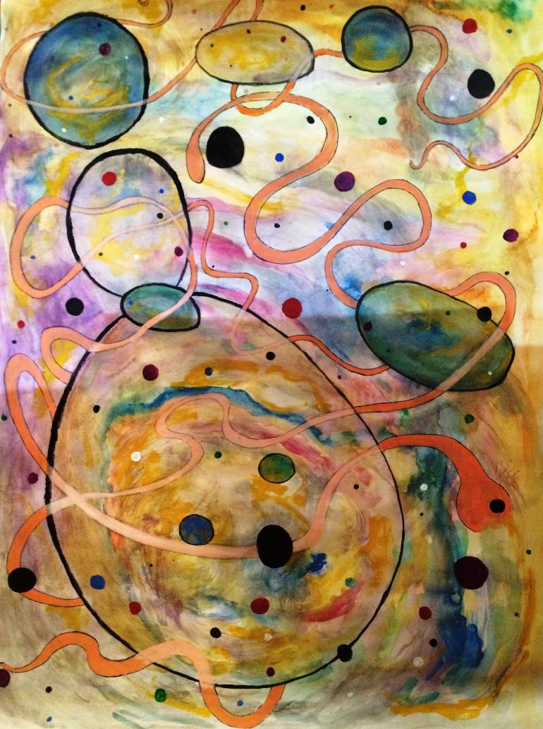 770x1034 Saatchi Art Looking Through A Microscope And A Telescope - Microscope Painting