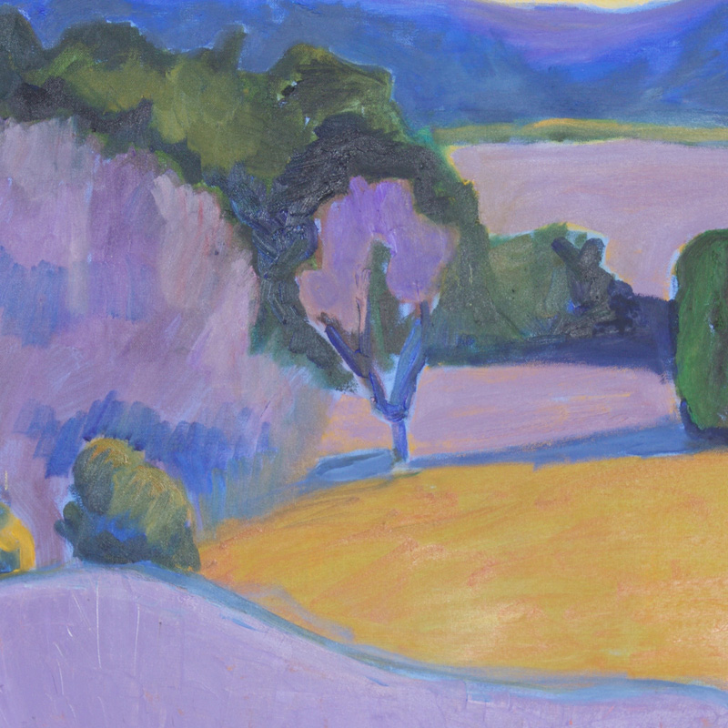 800x800 Mid Century Landscape Painting On Canvas By Sally Turner - Mid Century Landscape Painting