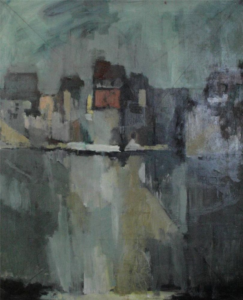 810x1000 Vintage Mid Century Abstract Oil Painting Abstract Canvas - Mid Century Landscape Painting