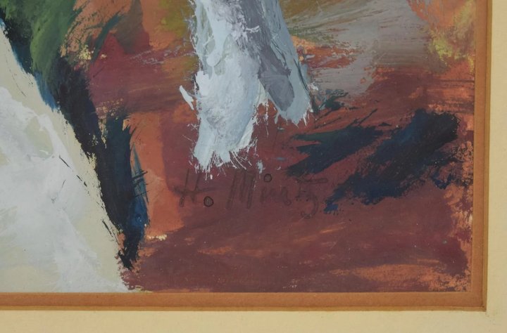 720x474 Vintage Mid Century Modernist Abstract Landscape Painting Harry - Mid Century Landscape Painting