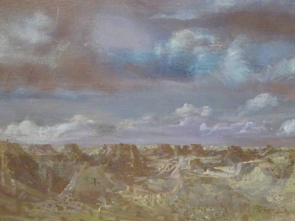 1000x749 Large 6ft. 6in.x 4ft. 6in. Mid Century Modernist Landscape - Mid Century Landscape Painting