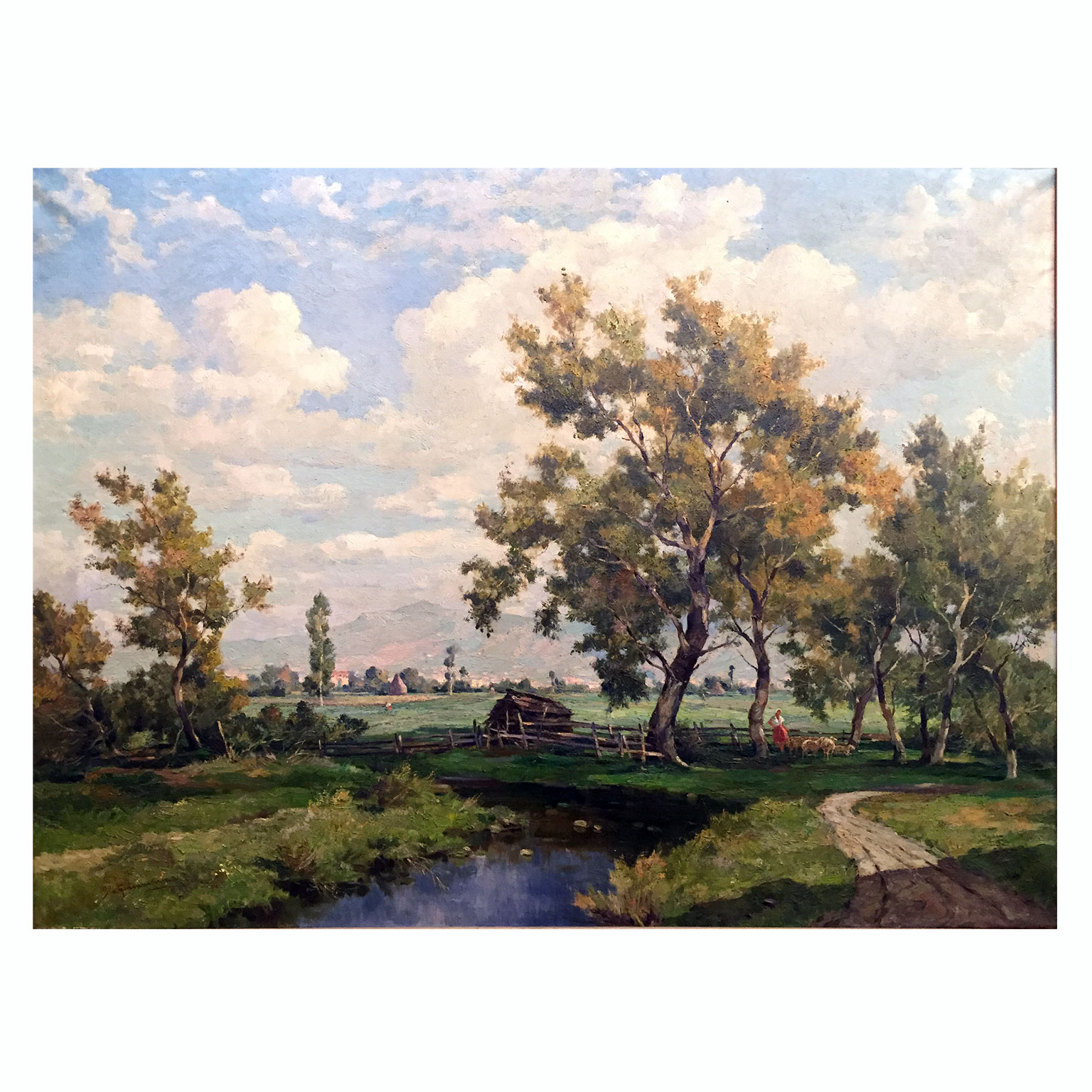 1536x1536 Mid 20th Century Large Italian Landscape Painting By Ilio Giannaccini - Mid Century Landscape Painting