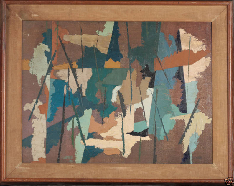 794x630 Mid Century Modern Painting 1950's Signed By Buchman - Mid Century Modern Painting