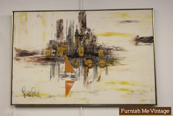 600x404 Large Signed Mid Century Modern Painting Mid Mid - Mid Century Modern Painting