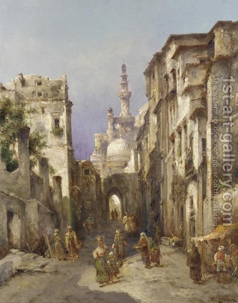 472x600 Middle Eastern Street Scene O. Balin Reproduction 1st Art Gallery - Middle Eastern Painting