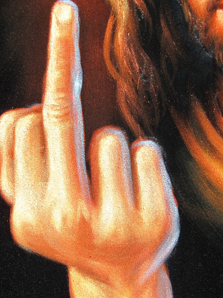 768x1024 Jesus Christ Middle Finger Bird Of Christ Original Oil - Middle Finger Painting