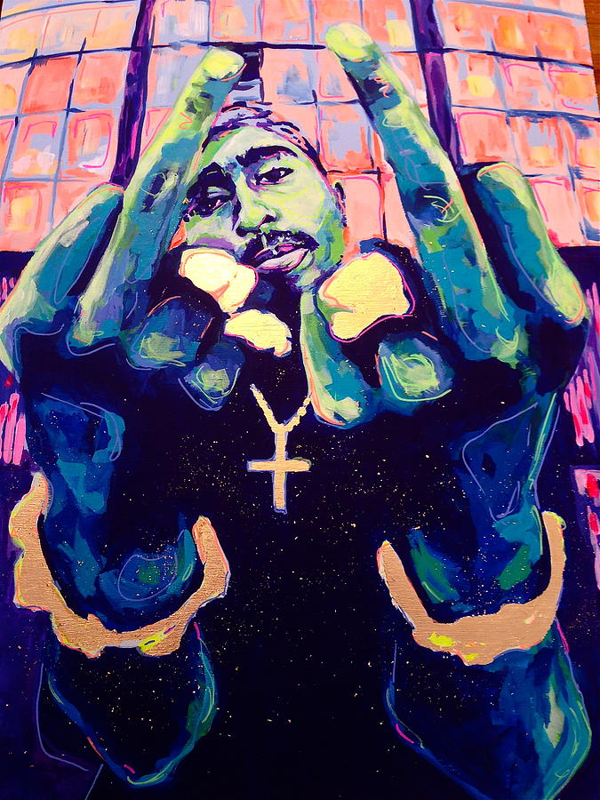 675x900 Tupac Painting By Miss Anna Hall - Middle Finger Painting