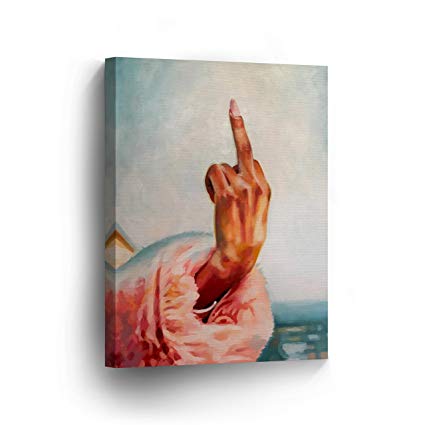 425x425 Woman Middle Finger Pink Nailpolish Bad Girl Dirty - Middle Finger Painting