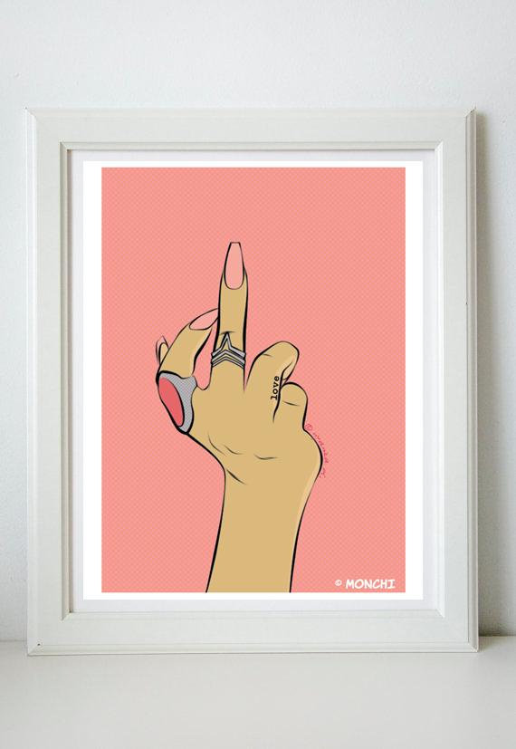 570x827 I Ain'T Thinkin' Bout You Middle Finger Bright Pop Art - Middle Finger Painting