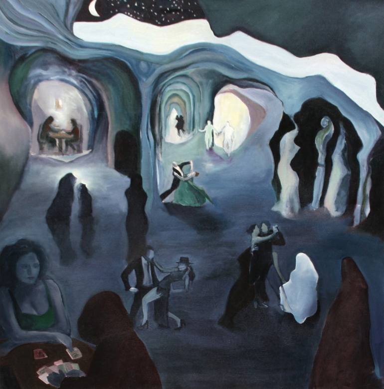 770x779 Saatchi Art The Midnight Cafe Painting By Jillian Evin - Midnight Cafe Painting