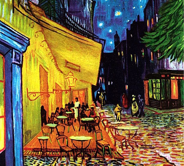 600x542 Van Gogh Hides The Last Supper In Terrace - Midnight Cafe Painting