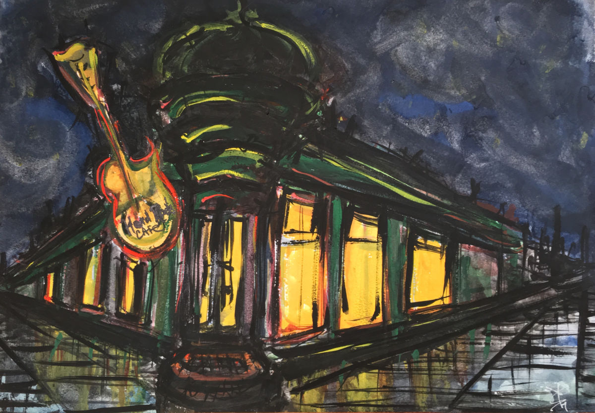 1200x833 Midnight Shelter (Yana N) - Midnight Cafe Painting