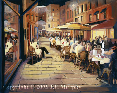 400x317 France Land Ho! - Midnight Cafe Painting
