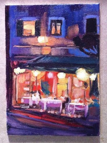 345x460 Linda's Wet Paint Art Blog Linda S. Marino Art Original Fine - Midnight Cafe Painting